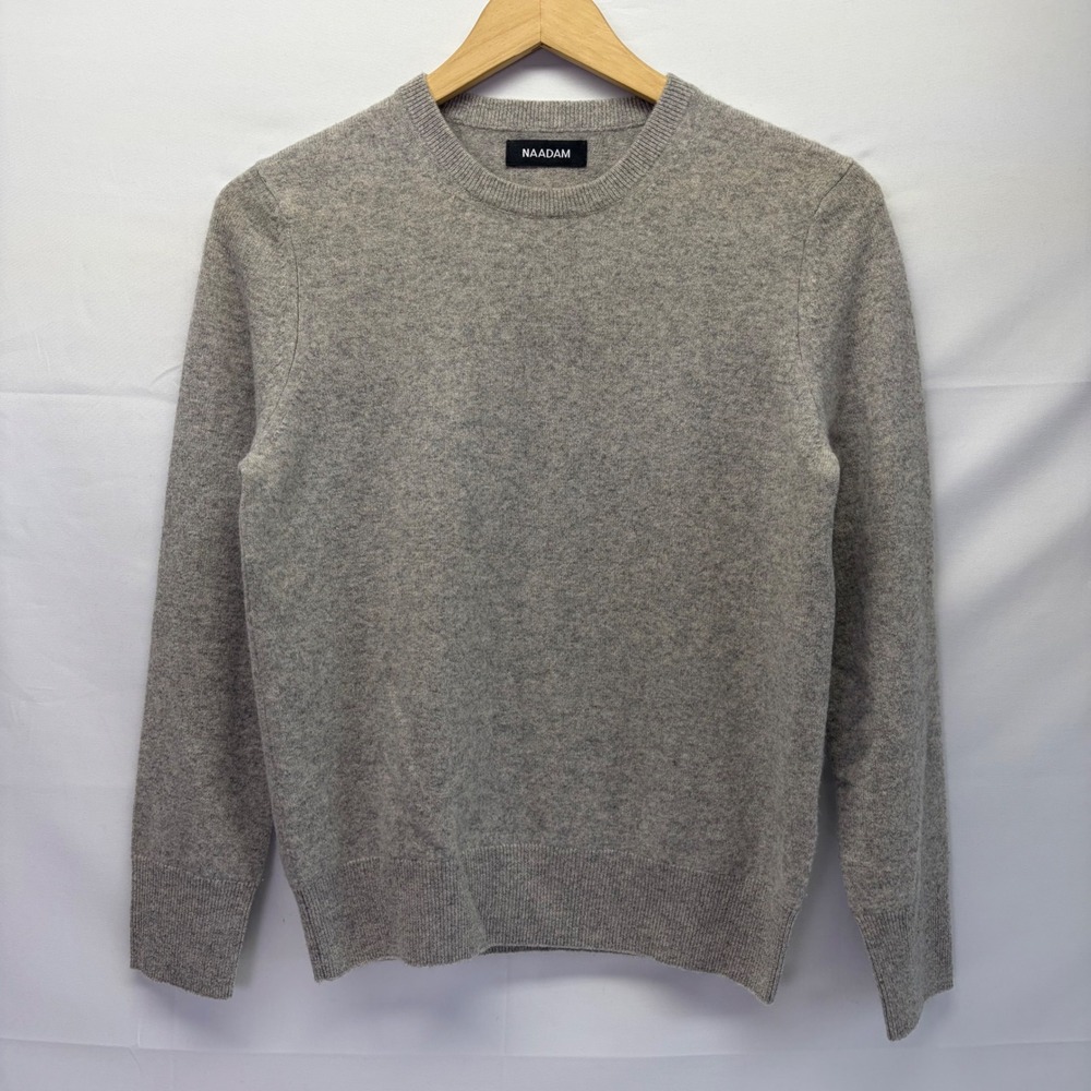 NAADAM Crewneck Sweater Women Small Gray 100% Cashmere Quiet Luxury Minimalist